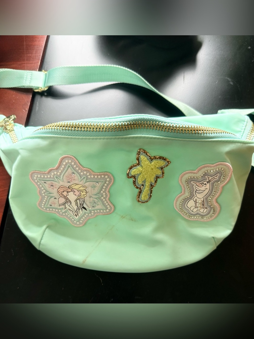 Stoney Clover Lane Mint Green Fanny/Bum Bag with Frozen Character Patches